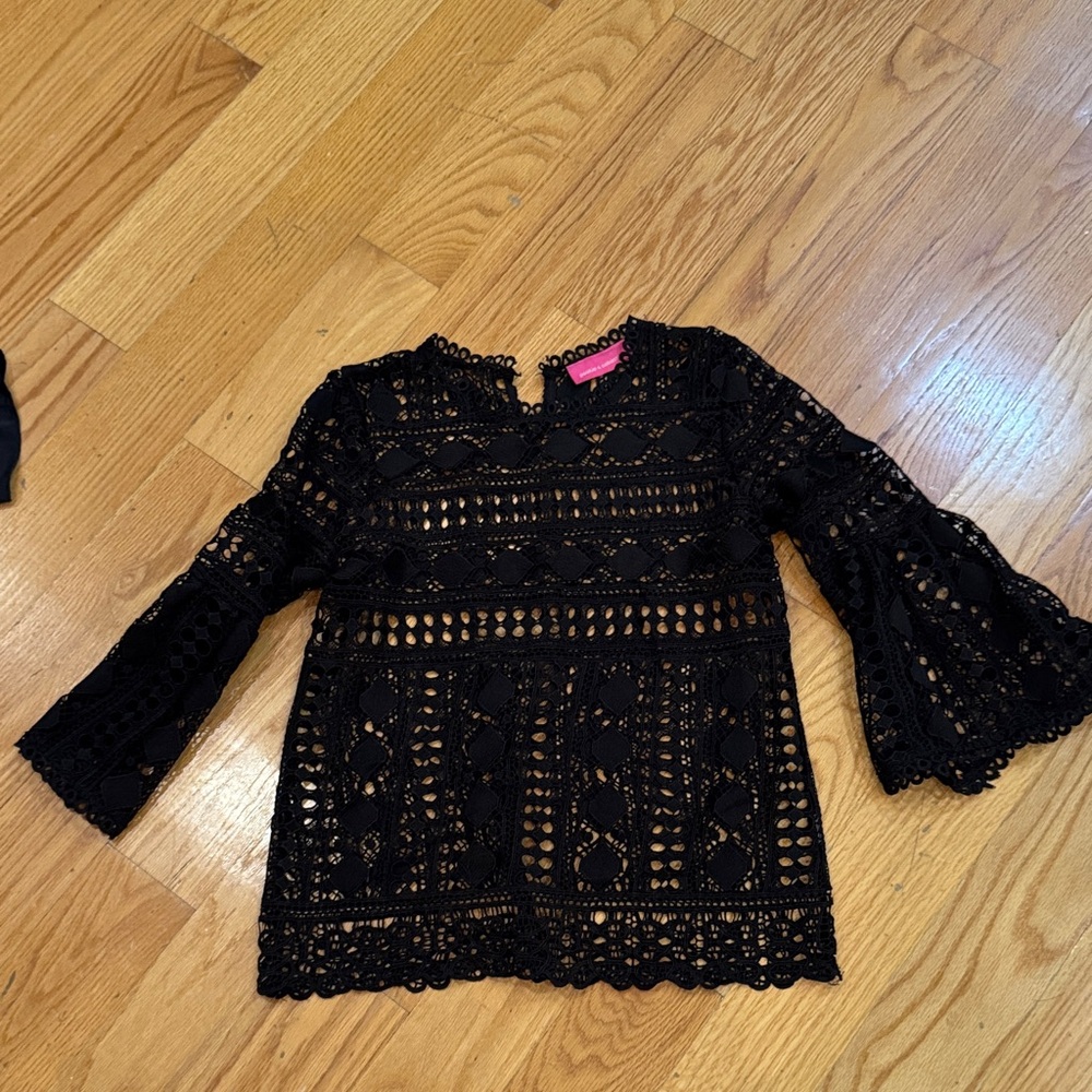 Elegant Black Crochet Blouse